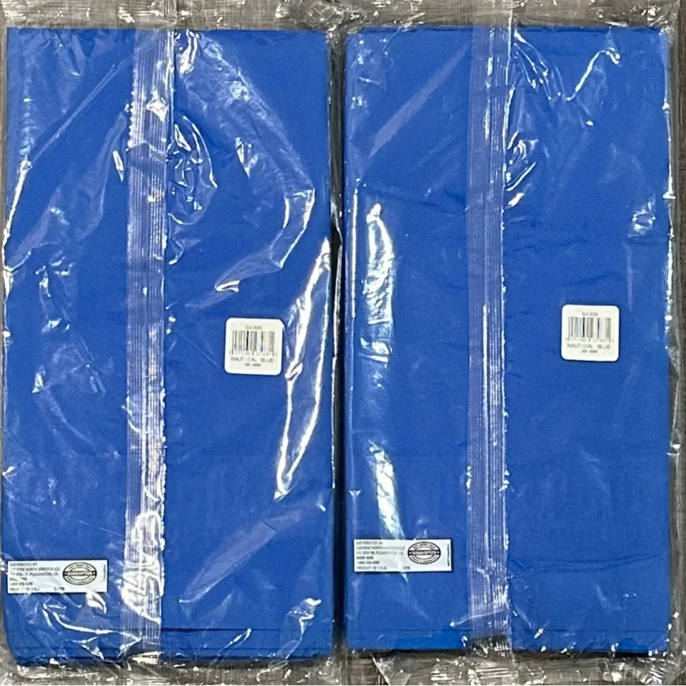 New Set of 2 Nautical Blue 2-Ply Water Resistant Textured Party Table Covers